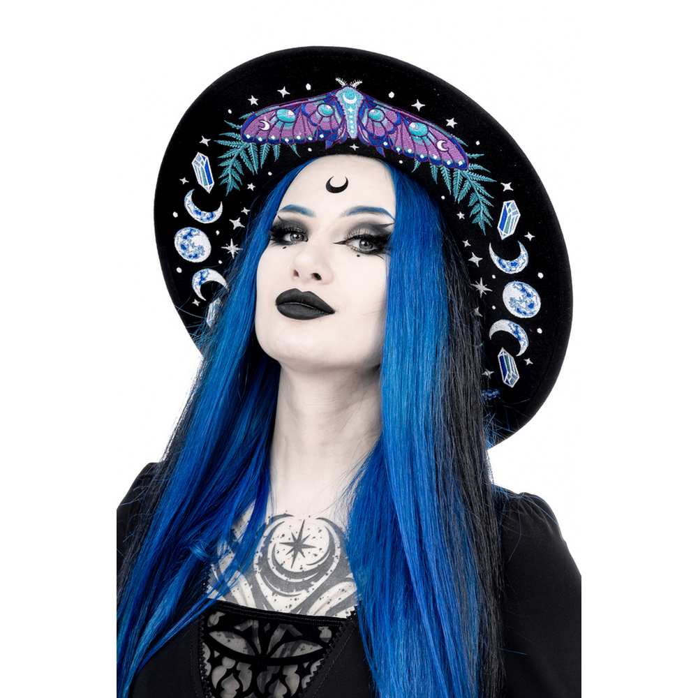 Restyle - Enchanted Forest Fedora hat - Wide brim - Black